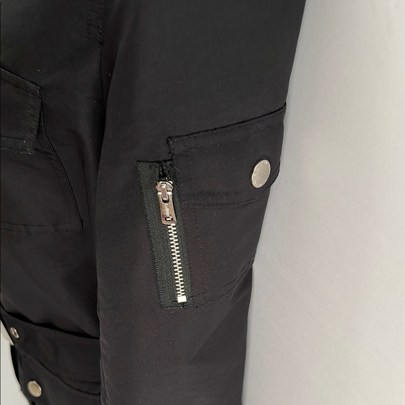 Black Utility Jacket with Belted Waist and Epaulettes - Picture 4 of 10